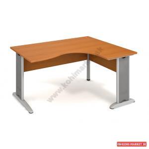 Pracovný stôl Cross, ergo, ľavý, 160x75,5x120 cm, čerešňa/kov