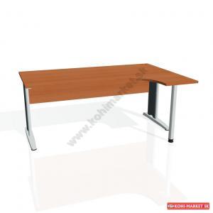 Pracovný stôl Cross, ergo, ľavý, 180x75,5x120 cm, čerešňa/kov