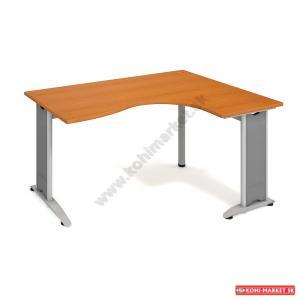 Pracovný stôl Flex, ergo, ľavý, 160x75,5x120 (80x60) cm, čerešňa/kov