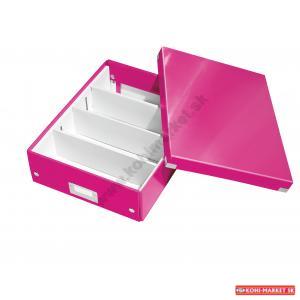 Stredná organizačná škatuľa Click & Store metalická ružová