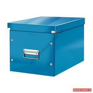 Štvorcová škatuľa Click & Store A4 metalická modrá