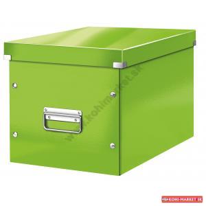 Štvorcová škatuľa Click & Store A4 metalická zelená