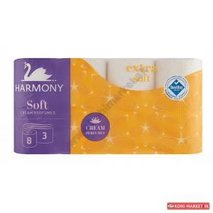 Toaletný papier 3-vrstvový Harmony Soft CREAM Perfumes biely, návin 16,8 m (8 ks)