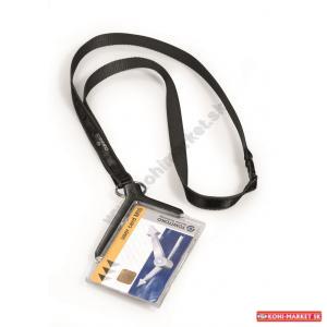 Visačka na plastovú kartu s remienkom DURABLE CARD HOLDER DE LUXE 85x54mm 10ks