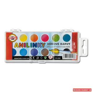 Vodové farby Anilinky brilantné 22mm 12 farieb