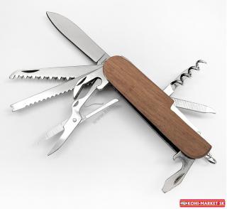 Vreckový nožík s drevenou rukoväťou s 11 funkciami Digger F07.4150