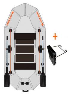 Čln Kolibri K-250 T profi, šedý, lamelová podlaha + držiak motora, VYSTAVENÝ MODEL (K-250 T profi, šedý, lamelová podlaha a držiak motora, predvádzací model)