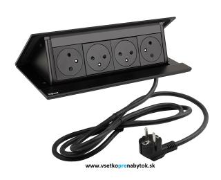 Elektrická zásuvka LEGRAND - POP UP (čierna matná - 4 x 230 V)