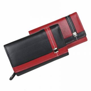 Červená NAPPA kožená peňaženka pre 15 kariet MERCUCIO  čierna