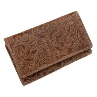 Dámska kožená peňaženka s gravírovanou potlačou, 15 kariet