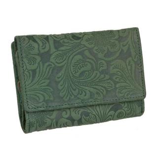 Dámska peňaženka s potlačou kvetov MERCUCIO zelená koža