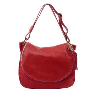 Exkluzívna červená kabelka so strapcom TUSCANY BAG SOFT