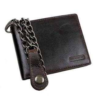 Kožená pánska peňaženka s retiazkou BRANCO hnedá