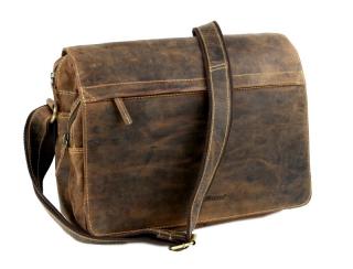 Kožená taška na rameno GreenBurry XL 1766 brúsená koža hnedá