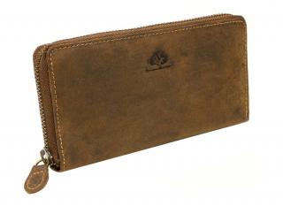 Peňaženka kožená so zipsom GreenBurry XXL 820-25 hnedá