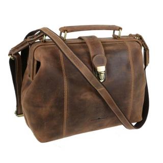 Štýlová kabelka-kufrík z brúsenej kože GREENBURRY