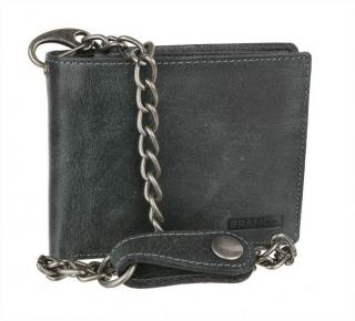 Štýlová pánska peňaženka BRANCO s retiazkou, čierna koža