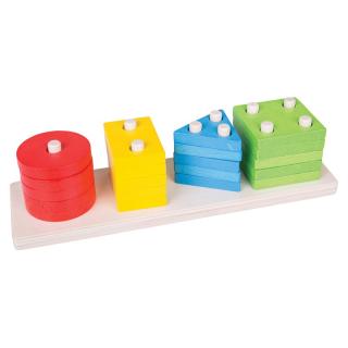 Bigjigs Toys dřevěná motorická třídící deska tvary barvy tyče