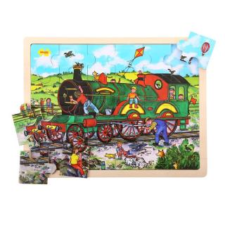 Bigjigs Toys dřevěné hračky - Puzzle Vlak - 24 dílků