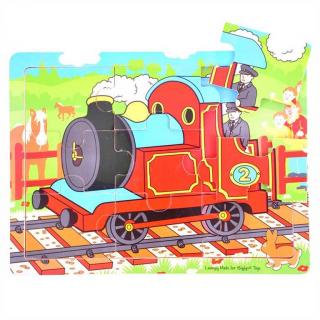 Bigjigs Toys dřevěné hračky - Puzzle Vlak - 9 dílků