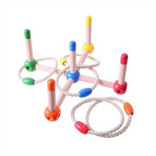 Bigjigs Toys dřevěné hry - Barevné házení kroužků