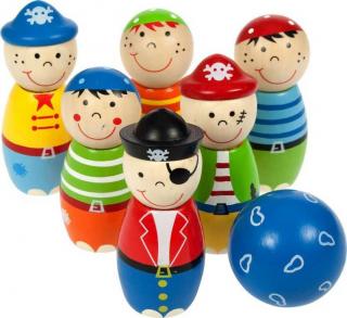 Bigjigs Toys dřevěné hry - kuželky Piráti