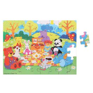 Bigjigs Toys dřevěné puzzle - Piknik zvířátek - 48 dílků