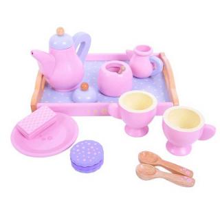 Bigjigs Toys Dřevěný čajový set růžový