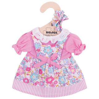 Bigjigs Toys růžové květinové šaty pro panenku 25 cm