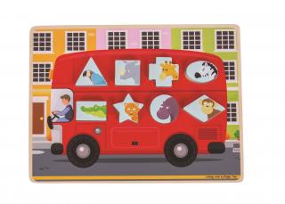 Bigjigs Toys vkládací puzzle - Autobus se zvířátky