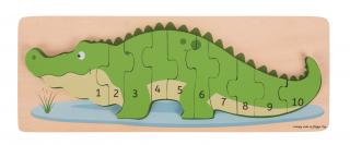 Bigjigs Toys vkládací puzzle - Krokodýl s čísly