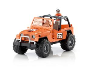 Bruder - oranžové auto jeep s řidičem