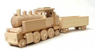 Ceeda Cavity - dřevěný vláček - Parní lokomotiva s vagónem