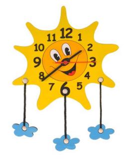 Dětské dřevěné hodiny - Sluníčko s mráčky