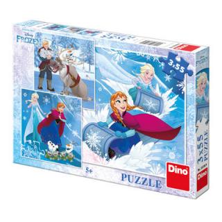 Dino puzzle Frozen zimní radovánky 3x55 dílků