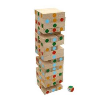 Dřevěn hra - Velká přírodní Jenga s puntíky