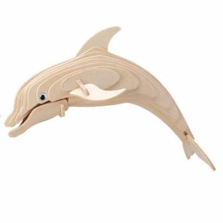 Dřevěné 3D puzzle dřevěná skládačka zvířata - Delfín H002