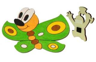 Dřevěné dekorační magnetky - magnetka Motýl zelený