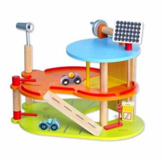Dřevěné hračky - Garáže - Patrová dřevěná garáž pro auta