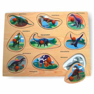 Dřevěné hračky - Vkládací puzzle - Vkládačka - Dinosauři A