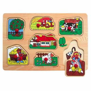 Dřevěné hračky - Vkládací puzzle - Vkládačka - Farma