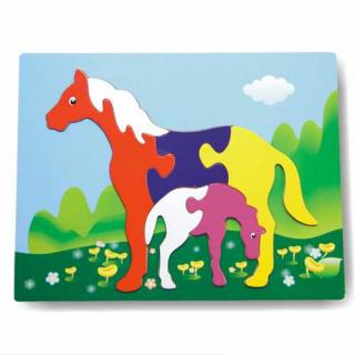 Dřevěné hračky - Vkládací puzzle - Vkládačka - Koně