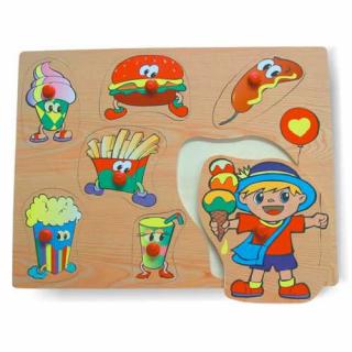Dřevěné hračky - Vkládací puzzle - Vkládačka - Potraviny