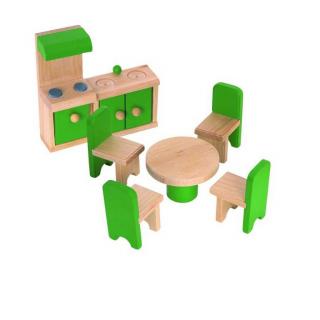 Dřevěné hračky Woody - Nábytek do domečku Kuchyň s jídelnou