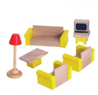 Dřevěné hračky Woody Nábytek do domečku Obývací pokoj