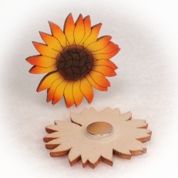 Dřevěné magnetky - Slunečnice květ 4cm
