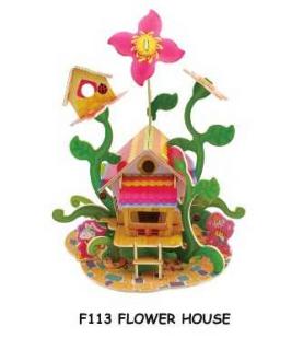 Dřevěné skládačky 3D puzzle - Květinový domeček