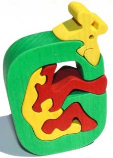 Dřevěné vkládací puzzle z masivu - Abeceda písmenko G žirafa