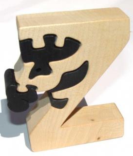 Dřevěné vkládací puzzle z masivu - Abeceda písmenko Z zebra