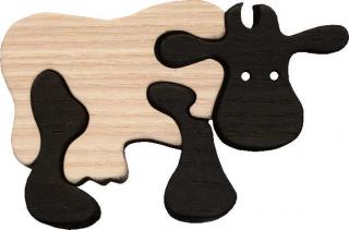 Dřevěné vkládací puzzle z masivu - Malá kráva černá